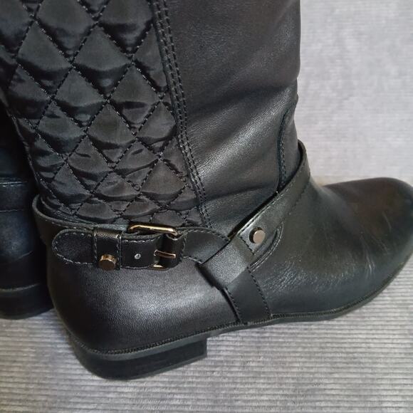 Ann Klein Iflex Black Leather Riding Boots With Quilted Back 8.5M - Picture 4 of 7